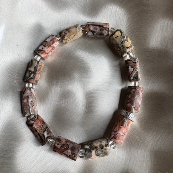 bracelet showcasing striking rectangular gemstone beads - Picture 2 of 2